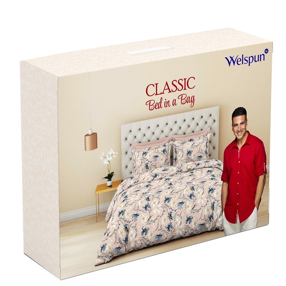 Welspun Classic Bed in Bag (Bedsheet, Quilt, Pillow Cover)