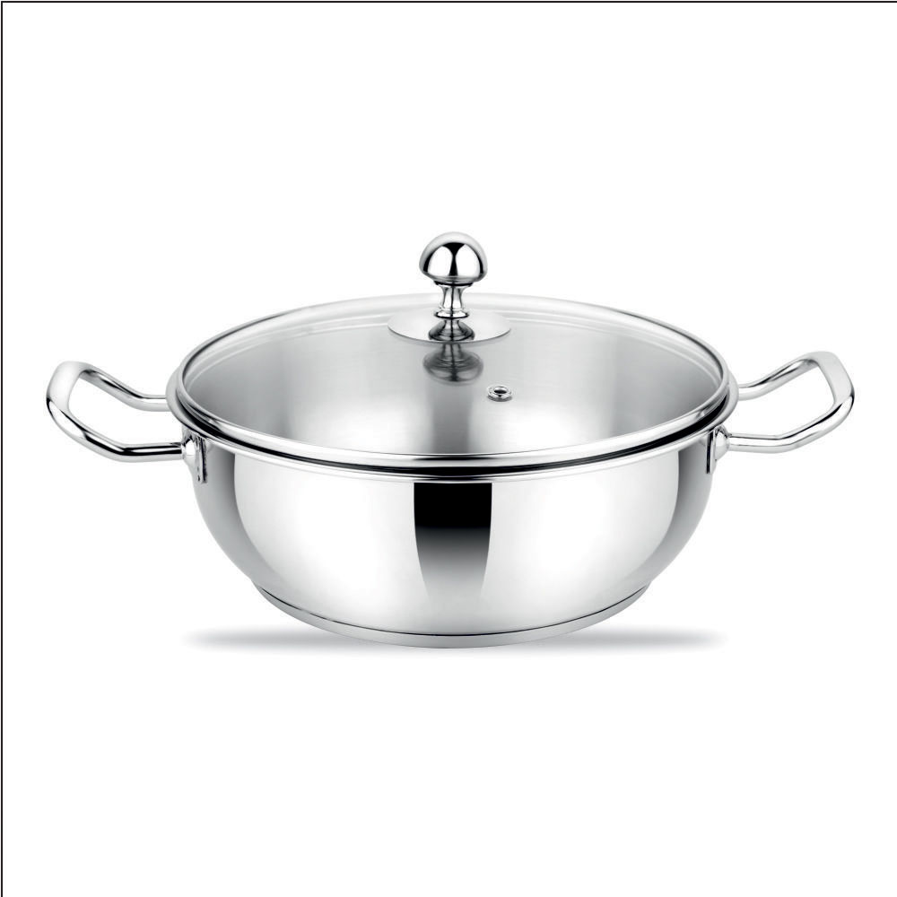 Prabha 1.2 Ltr (16 cm) Enzo Series SS Kadai with Lid