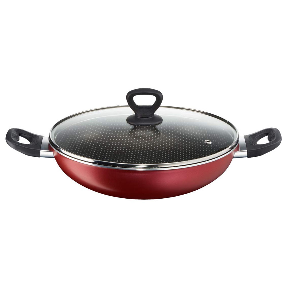 Tefal Simply Chef Non-Stick Kadhai with Lid (28cm Rio Red)