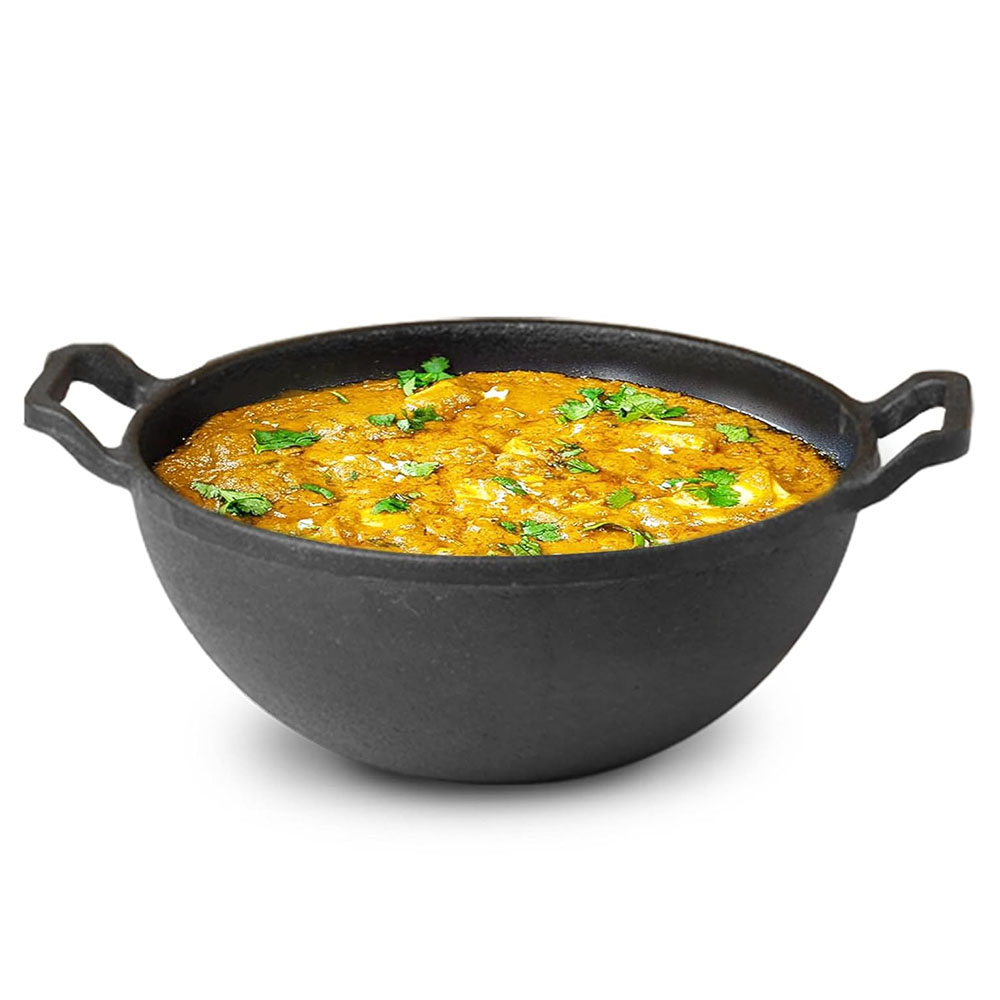 The Indus Valley Pre-seasoned Cast Iron Deep Kadai Medium 25cm (KC-FE-KA-009)