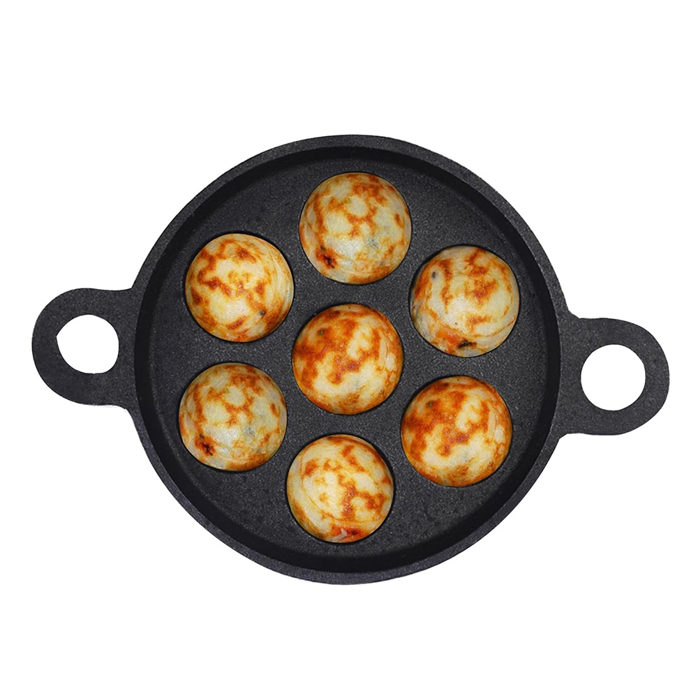 The Indus Valley Cast Super Smooth Cast Iron 7 Pit Kuzhi Paniyaram Pan (KC-FE-PP-005)