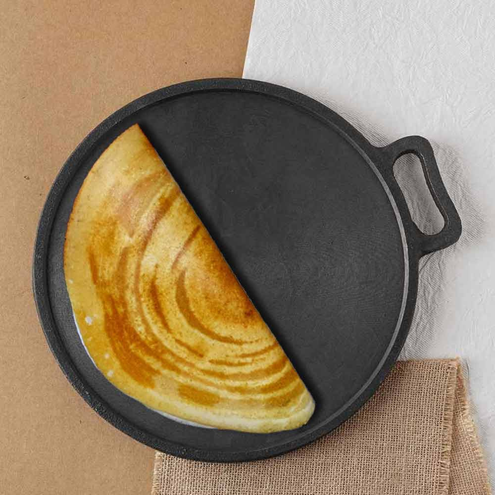 The Indus Valley Super Smooth Cast Iron Dosa Tawa Round 11 inch (KC-FE-TA-008) with Grinding