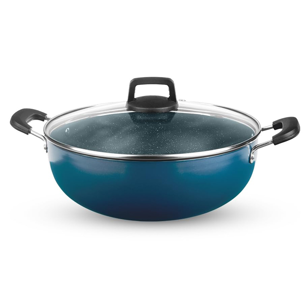 BOROSIL ProChef 22 cm Non-Stick Aluminum Kadhai with Lid