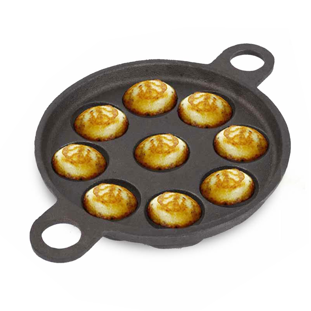 The Indus Valley Super Smooth 9 Pit Cast Iron Paniyaram Pan (KC-FE-PP-008)