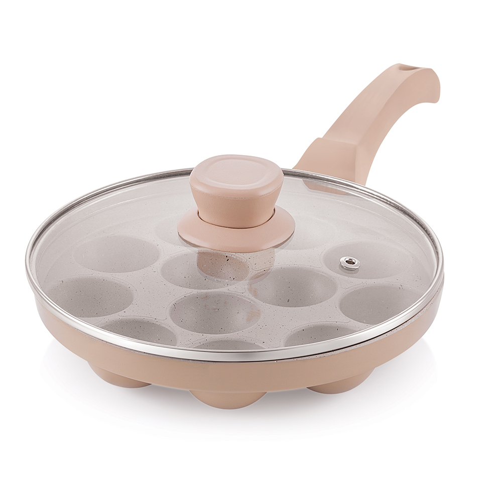 ANJALI (HBIAGL12C) Biscoff Induction Base Appapatra with Glass Lid (12 CUP)