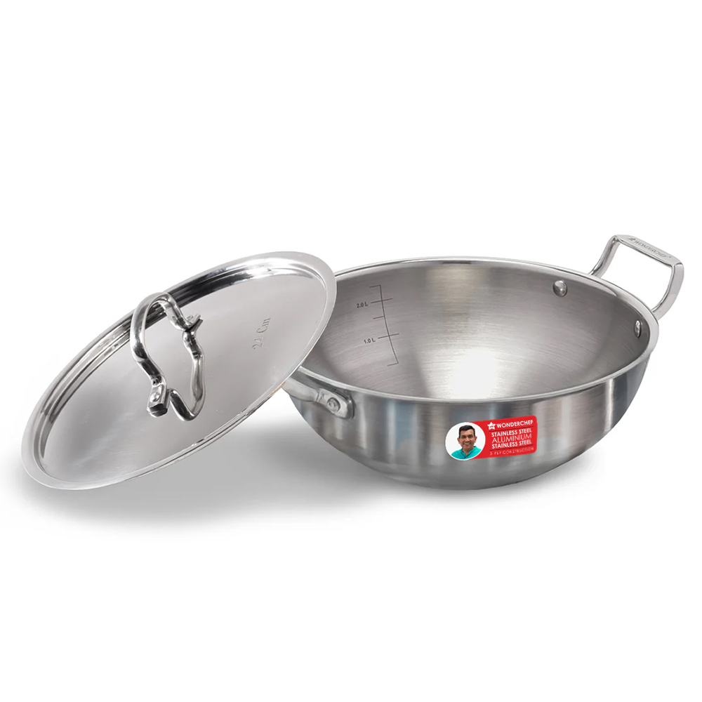 WONDERCHEF Stella Triply Kadhai 24cm with SS Lid (63155052)