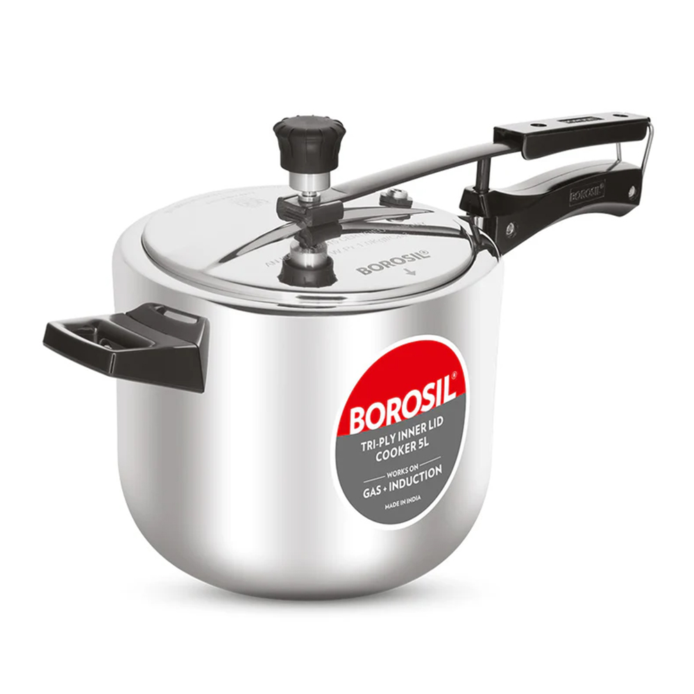 BOROSIL 5L Pronto SS Triply Inner Lid IB Pressure Cooker