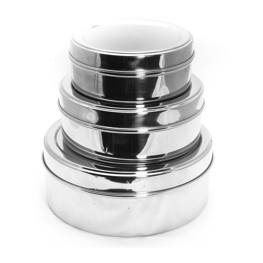 BERRY 3 PCS STAINLESS STEEL TIFFIN BOX (BIG-MEDIUM-SMALL)