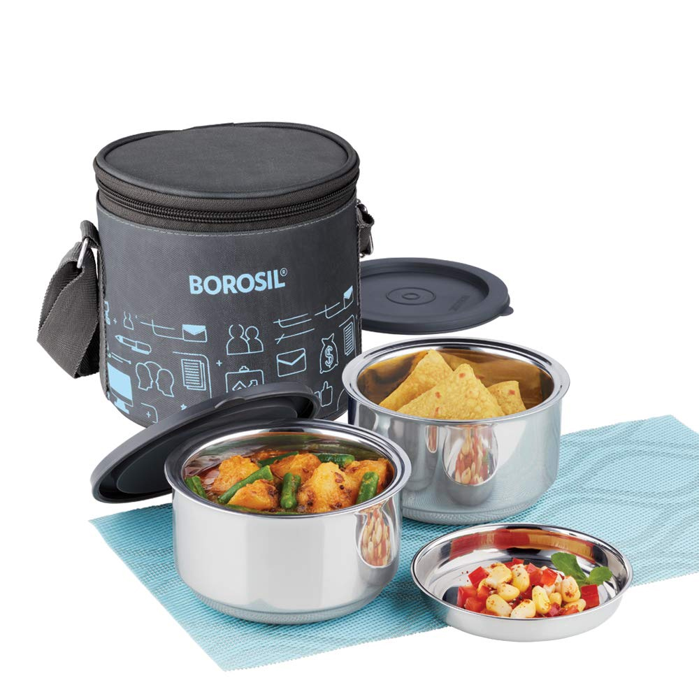 BOROSIL Carryfresh SS body insulated 2 Container Lunchbox