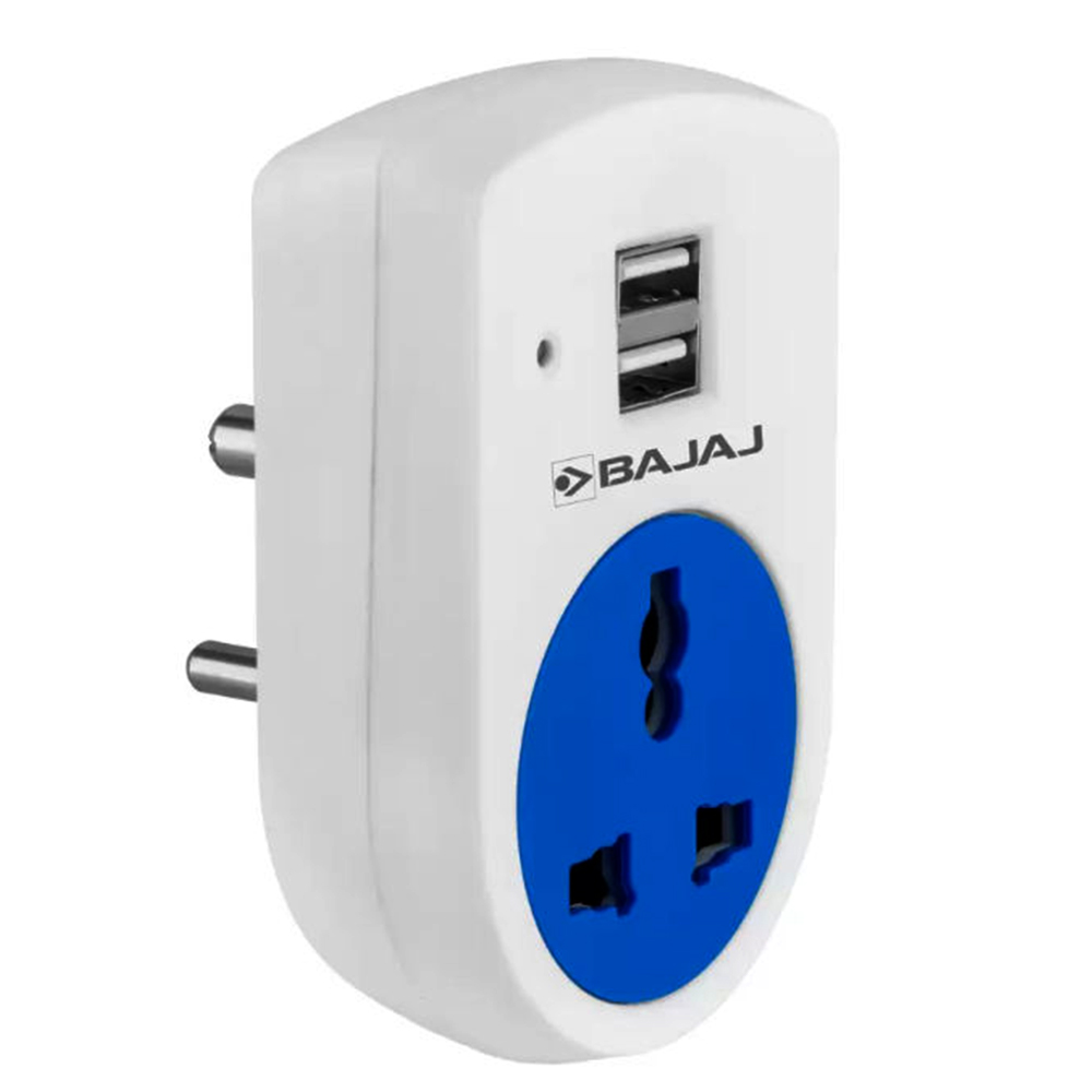 BAJAJ 6A 3 Pin Universal Adaptor with 2 USB (11008)
